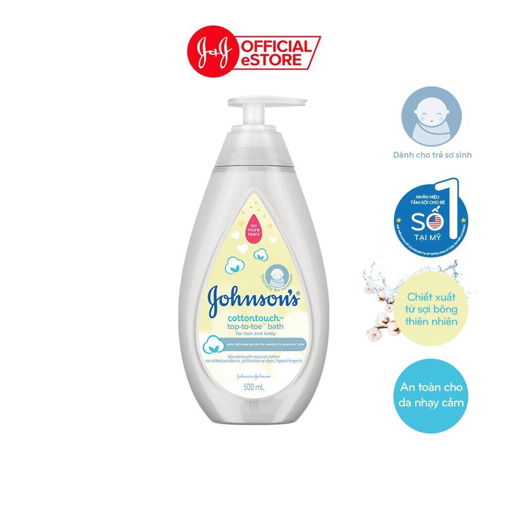 Sữa tắm gội toàn thân mềm mịn Johnson's baby bath Cotton touch 500ml (Chính hãng)