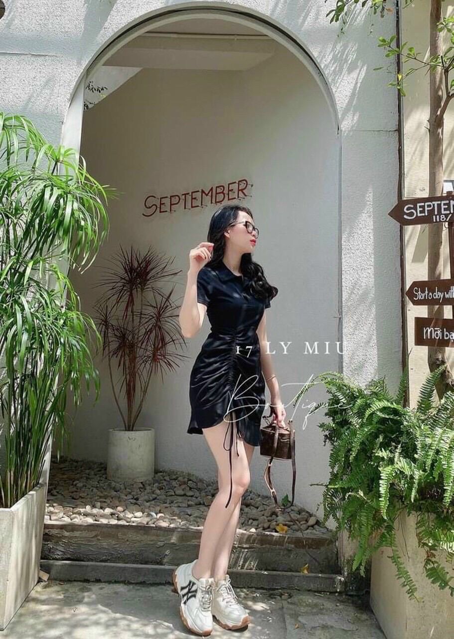 [HCM]Đầm body rút eo đuôi cá cổ sơ mi siêu xinh