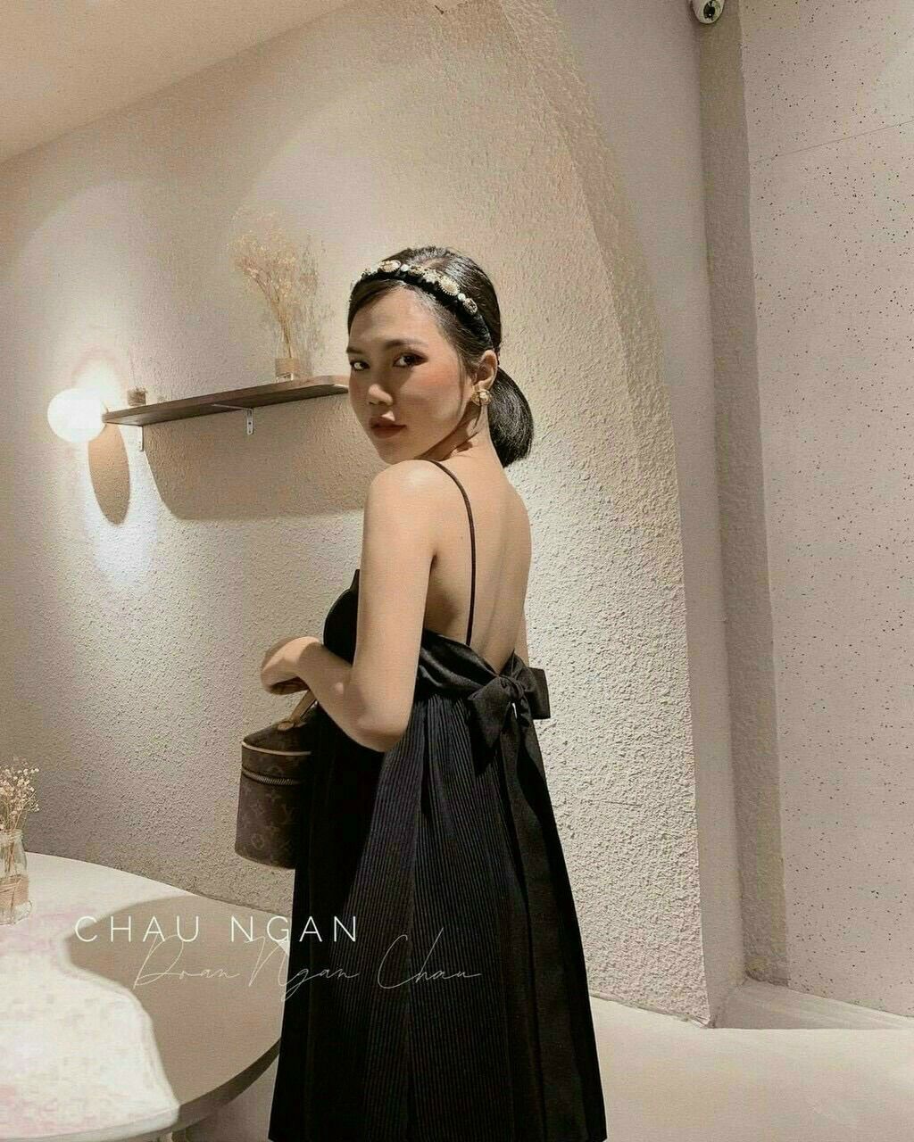Đầm 2 dây cột nơ lưng (hình thật+video)