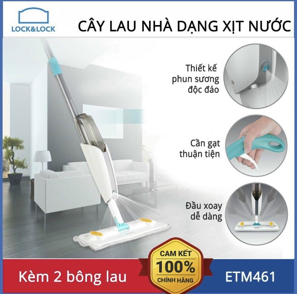 [HCM]CÂY LAU NHÀ DẠNG XỊT NƯỚC LOCK&LOCK - 2 Model: ETM461 & ETM472