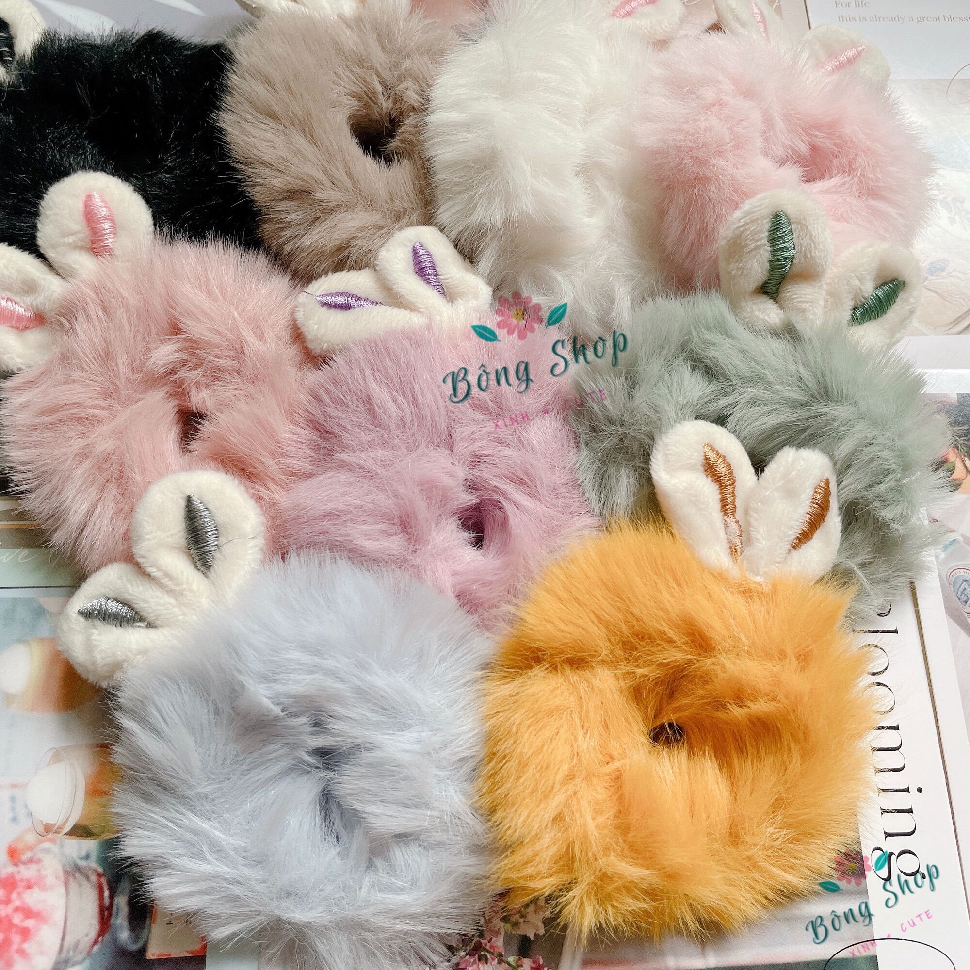 Dây cột tóc lông thỏ mềm mịn cute đáng yêu