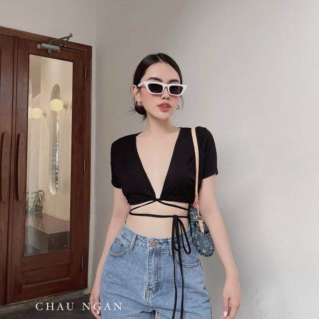 Áo thun kiểu dây quấn eo