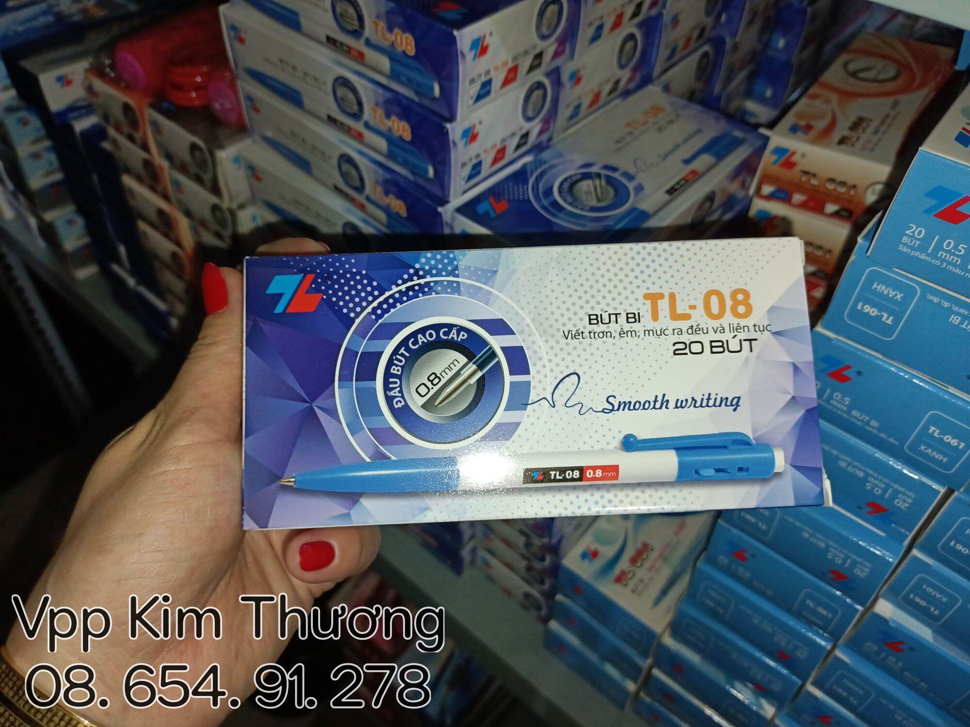 Bút bi Thiên Long TL-08 ngòi 0.8mm, hộp 20 cây giá sỉ. Hàng chính hãng Thiên Long 100%