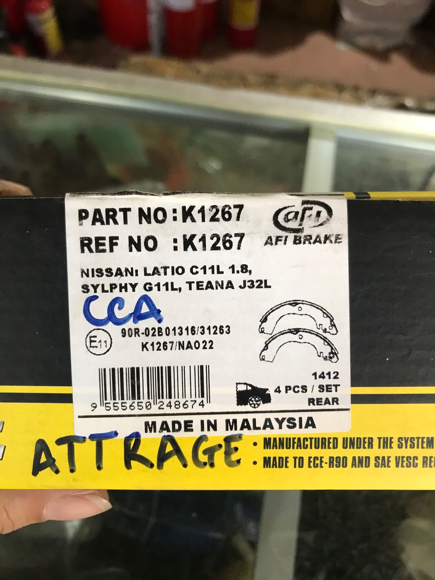BỐ THẮNG / MÁ PHANH CÀNG SAU MITSUBISHI ATTRAGE MADE IN MALAYSIA
