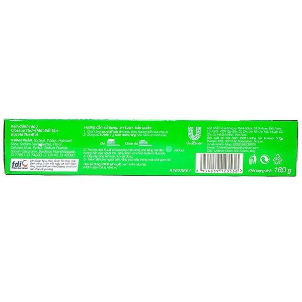 Kem Đánh Răng Close Up Bạc Hà 180G