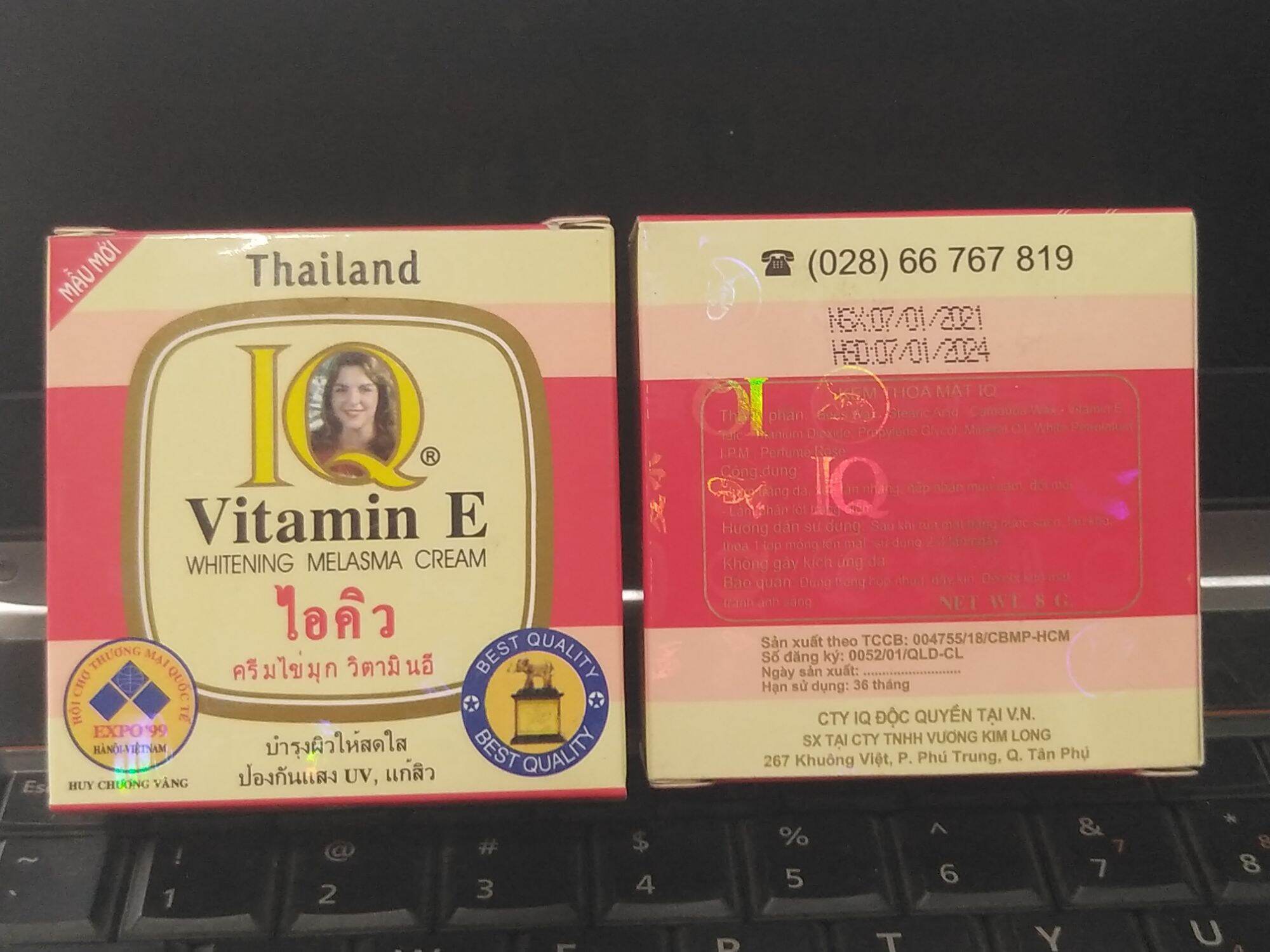 Iq vitamin e - 8g. kem ngừa nám, dưỡng trắng da thái lan