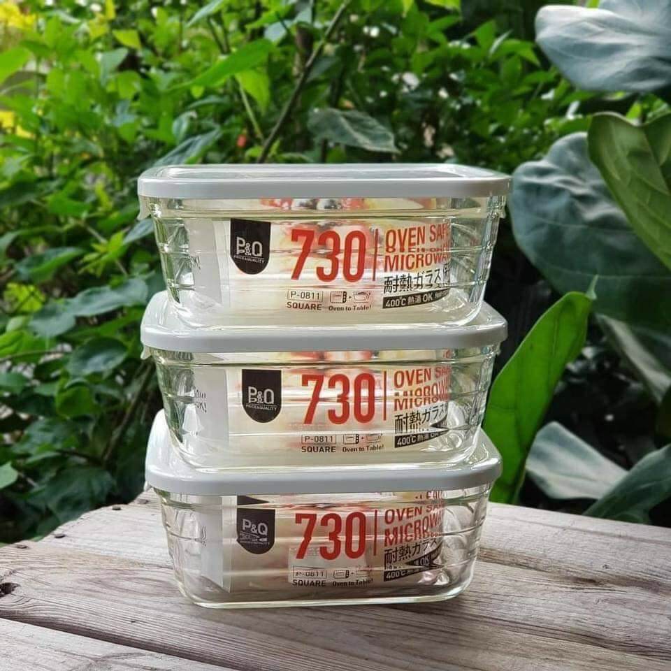 Hộp thủy tinh vuông chịu nhiệt lock&lock 730ml