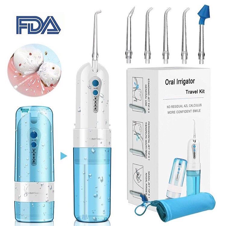 Máy Tăm Nước Oral Irrigator Ipx7 Tặng Túi Đựng + Bảo Hành 6 Tháng (Màu Xanh)