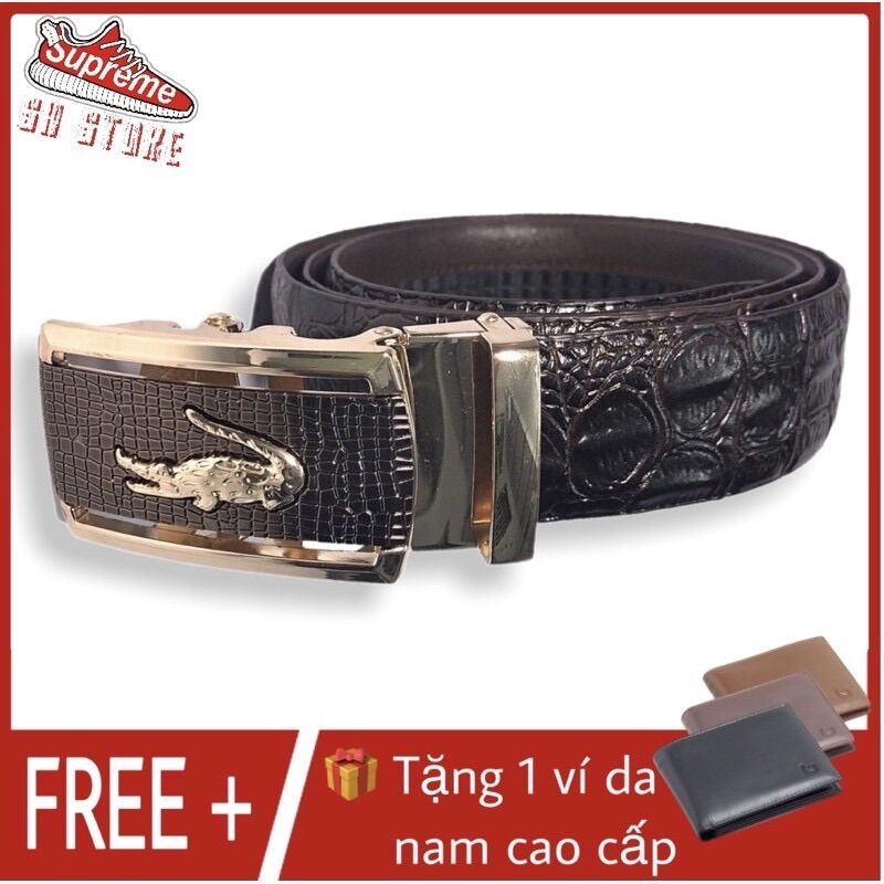 Dây nịt thắt lưng nam da bò 100% vân cá sấu cao cấp - Ảnh Thật