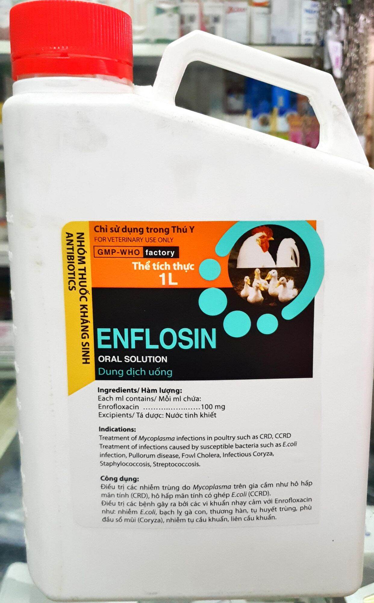 ENFLOSIN (1 lít Enrofloxacin uống) - Đặc tr.i thương hàn, tụ huyết trùng, CRD, Coryza cho gà vịt
