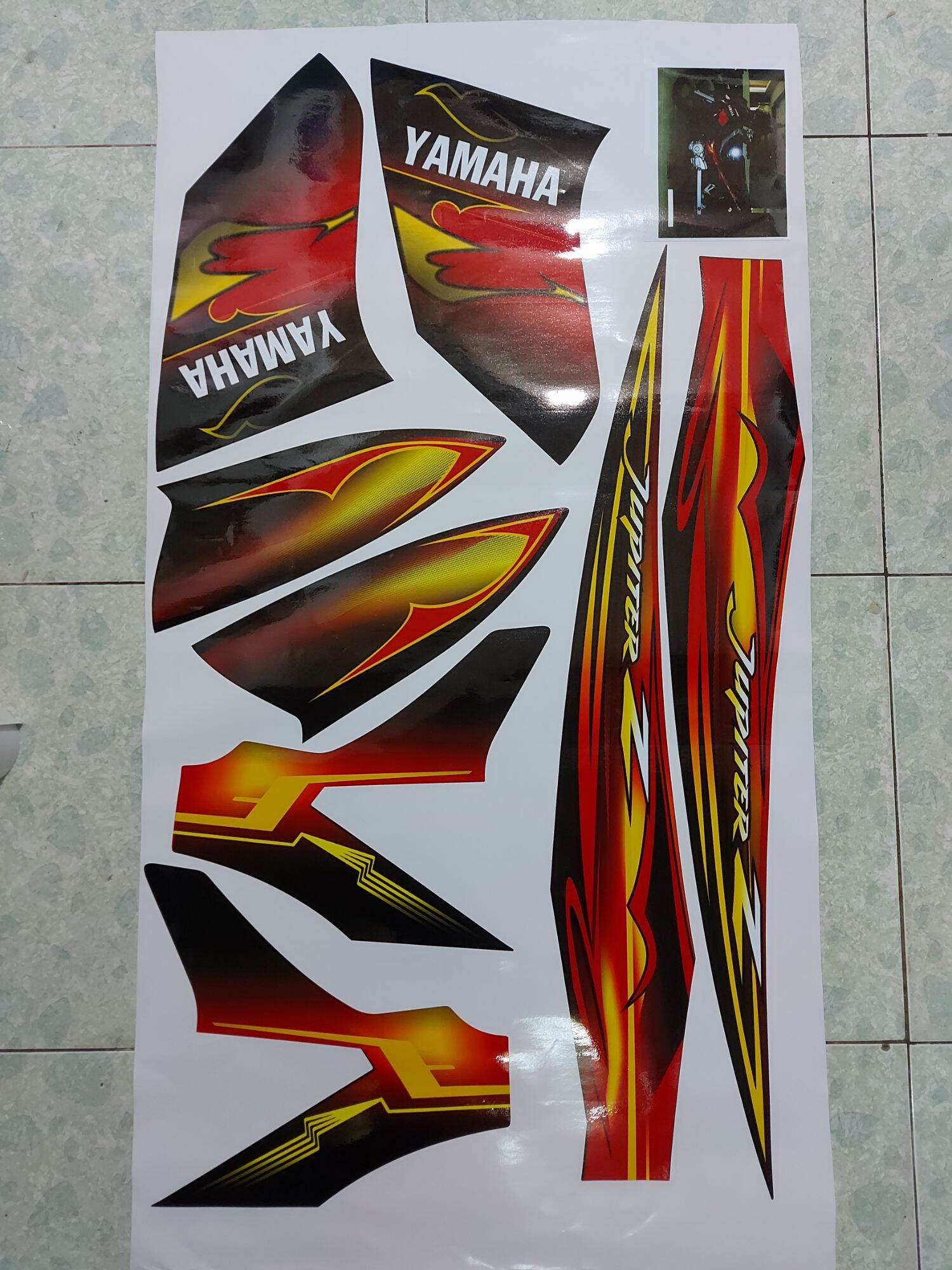 Tem dán xe Jupiter ZRVMx . tem rời cao cấp dán xe đen xe đỏ