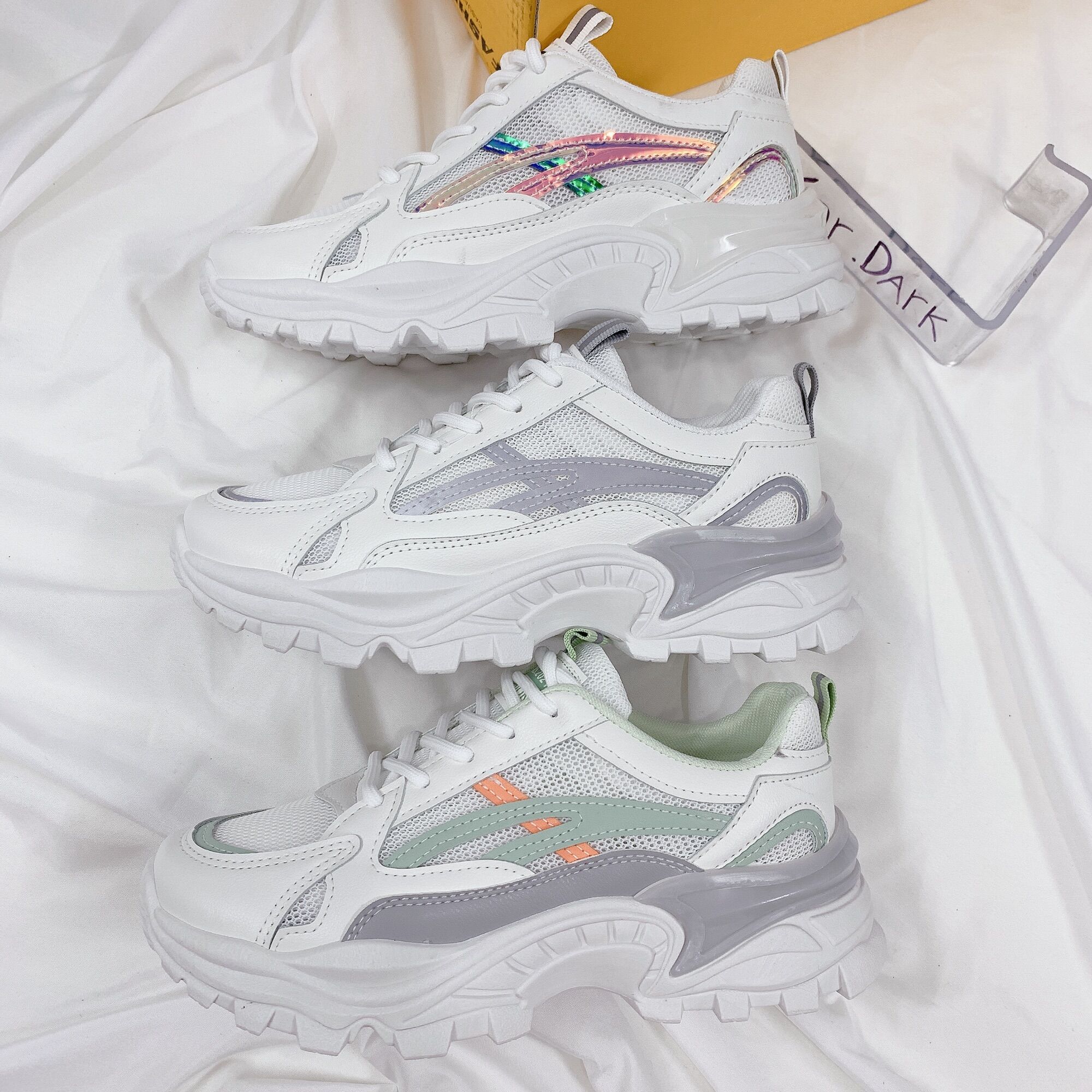 GIẦY THỂ THAO NỮ SNEAKER LƯỚI,TĂNG CHIỀU CAO THOÁNG KHÍ