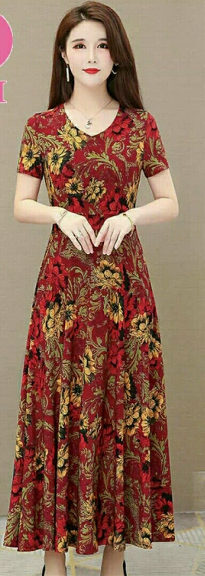 Đầm thun hoa dài size xl.2xl.3xl