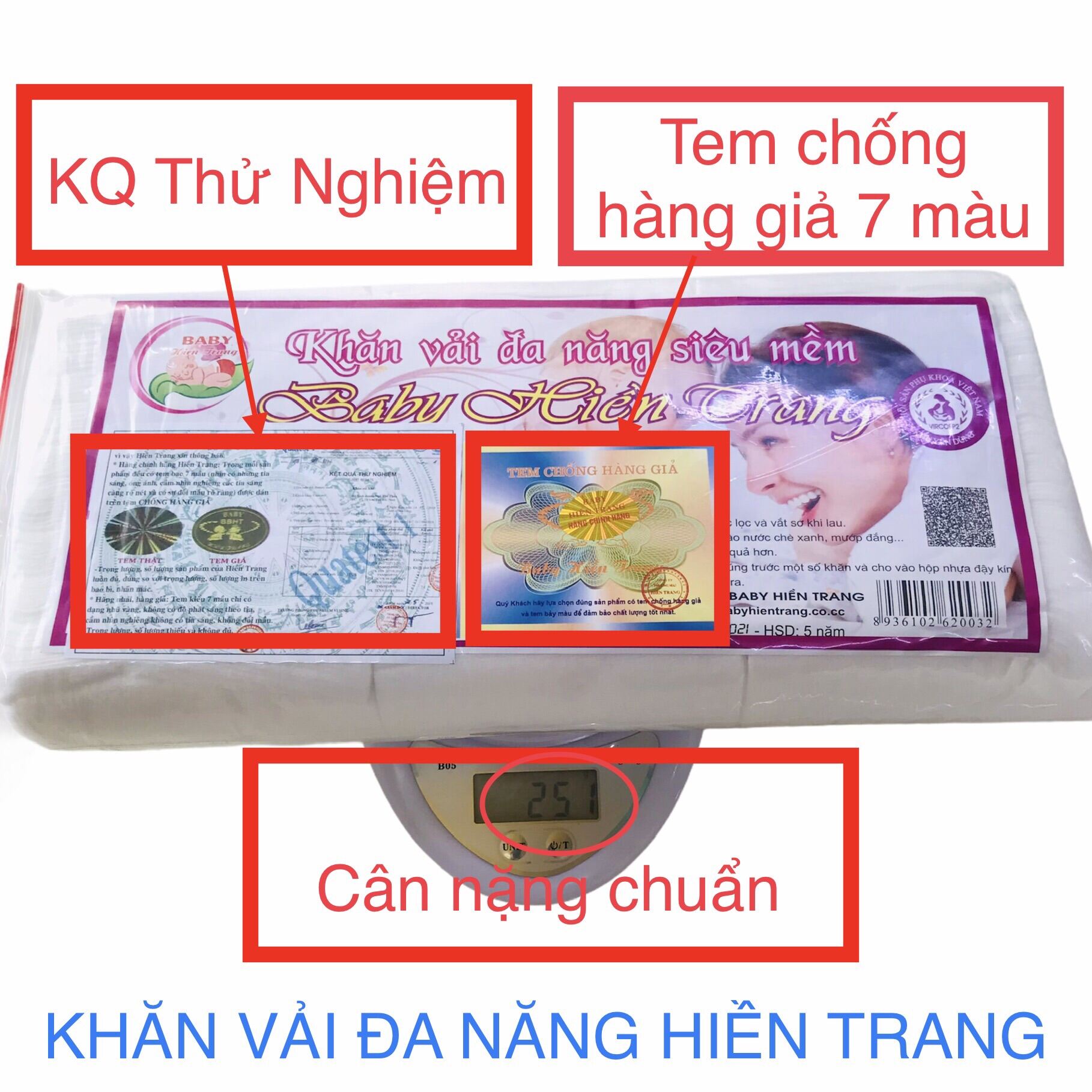 Bộ 5 bịch khăn vải khô đa năng Baby Hiền Trang chính hãng.