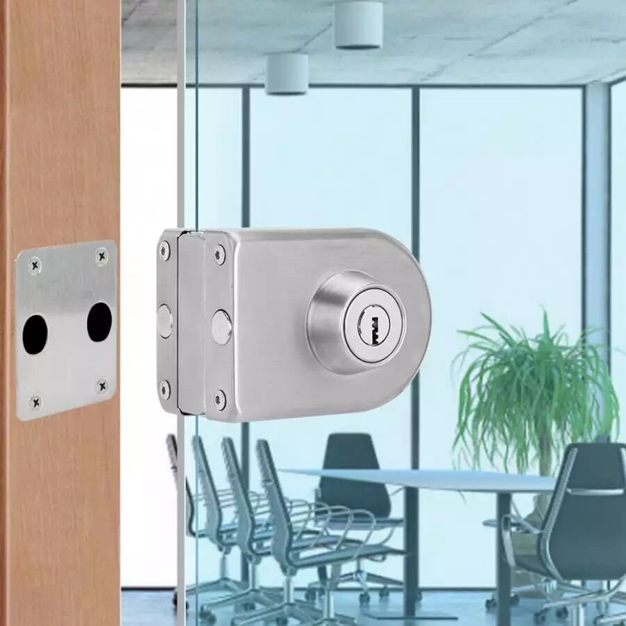 [HCM]Khoá cửa mở kính cường lực không cần khoan kính 842