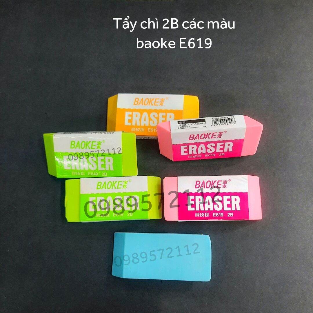 Tẩy chì baoke E619,gôm tẩy nhiều màu.