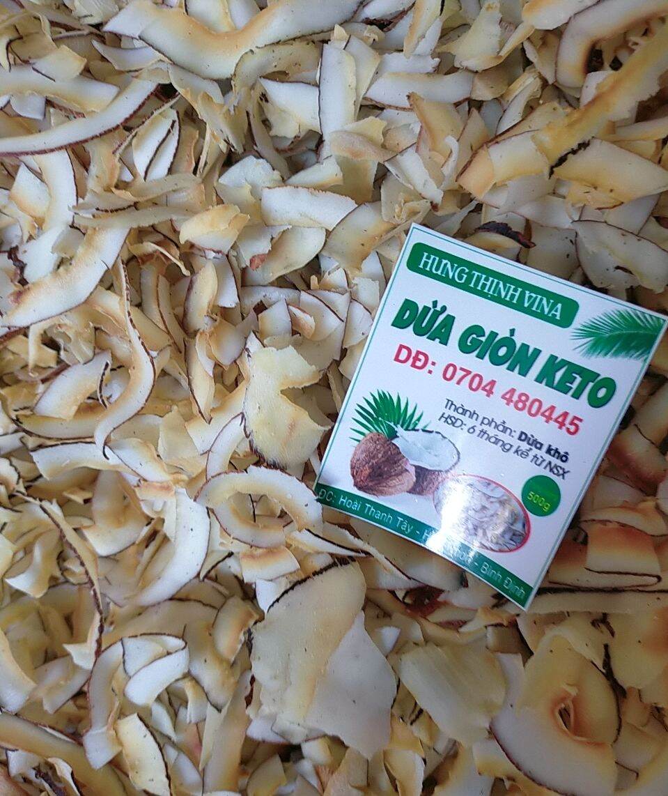 Dừa sấy giòn keto ko đường (hộp 500g)