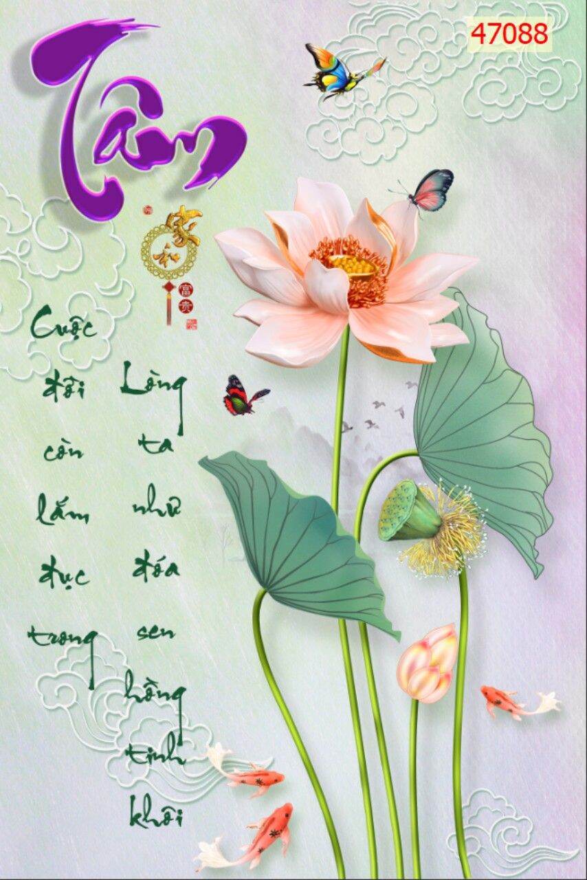 Tranh dán tường 3D, tranh chữ thư pháp Zalo 0967959399