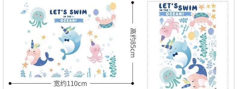 Decal tranh dán tường cá heo baby mới