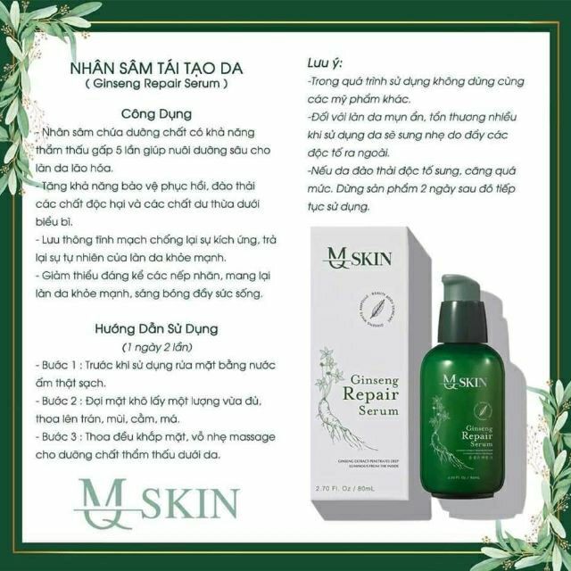 [HCM]Thay da nhân sâm mqskin 80ml