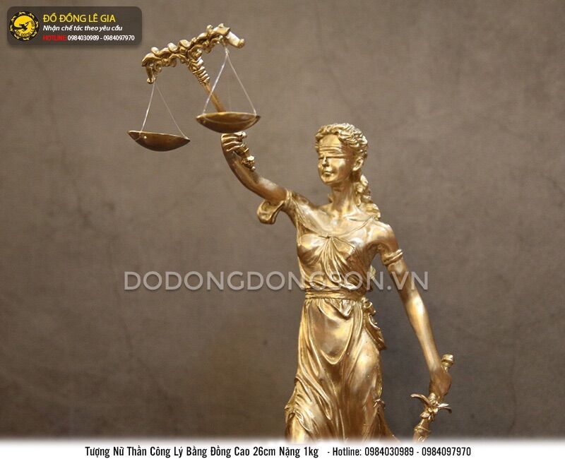 Tượng nữ thần công lý bằng đồng cao 30cm