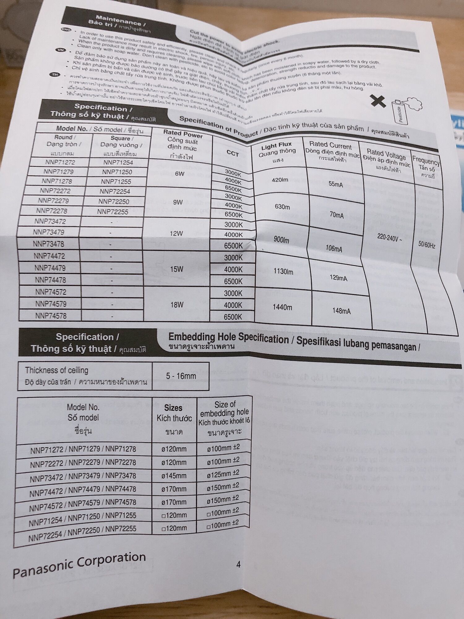 [HCM]đèn led âm Trần 12w panasonic