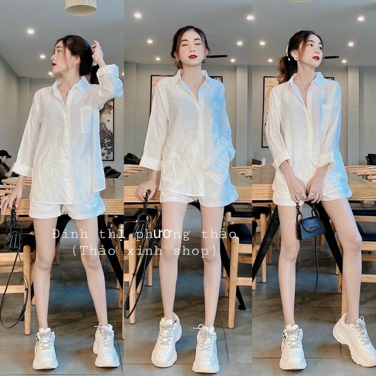 Set bộ áo đũi trắng chất mát