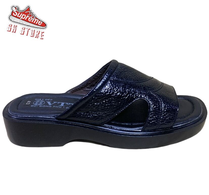 Dép quai ngang nam đế cao 5p chất da bò 100% SƠN HÀ