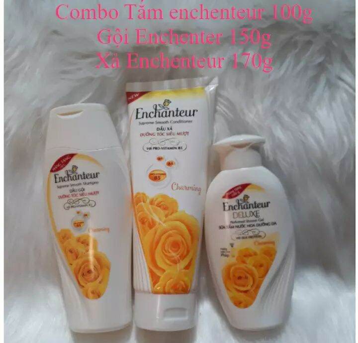 (HÀNG KHUYẾN MÃI) Combo Enchanteur gồm 3 món (màu ngẫu nhiên): Tắm 100g, Gội 150g, Xả 170g Enchanteur giá rẻ