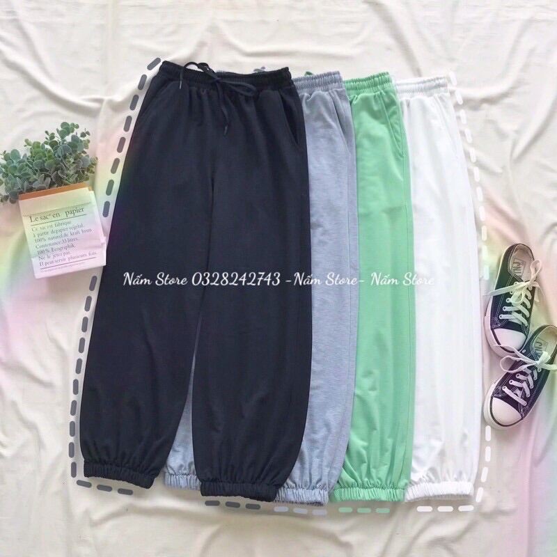 (Ảnh thật) Quần jogger trơn dài ống rộng - quần ống suông dây rút unisex nam nữ - Quần trơn dài ống bo thể thao