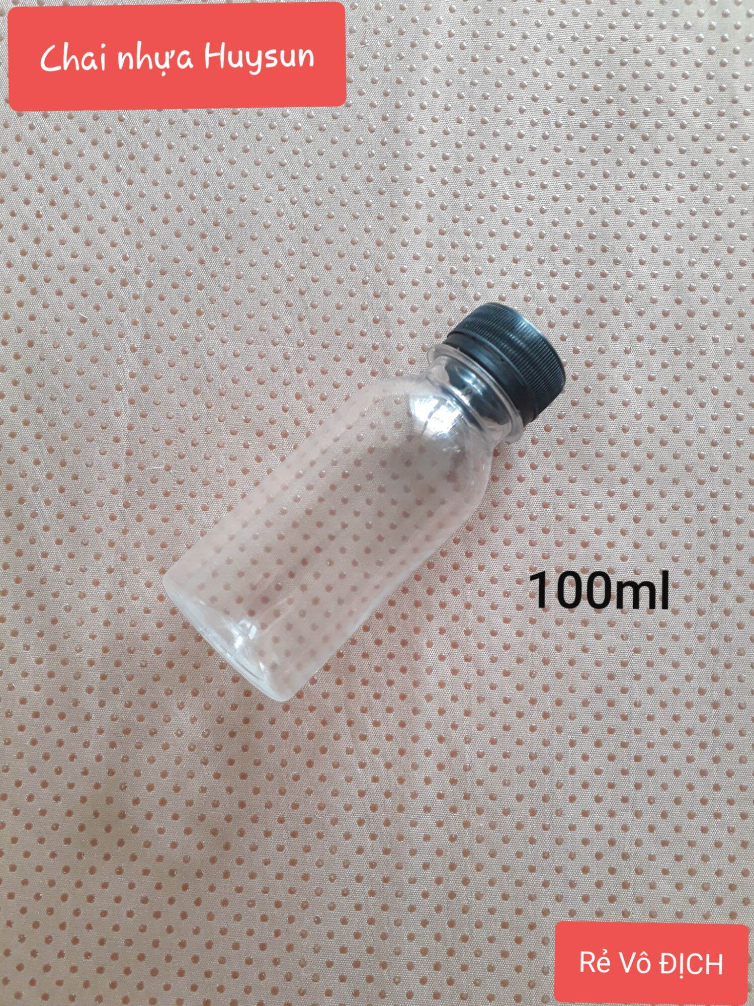 10 chai nhựa 100ml- 120ml đã kèm nắp đen ( trắng)