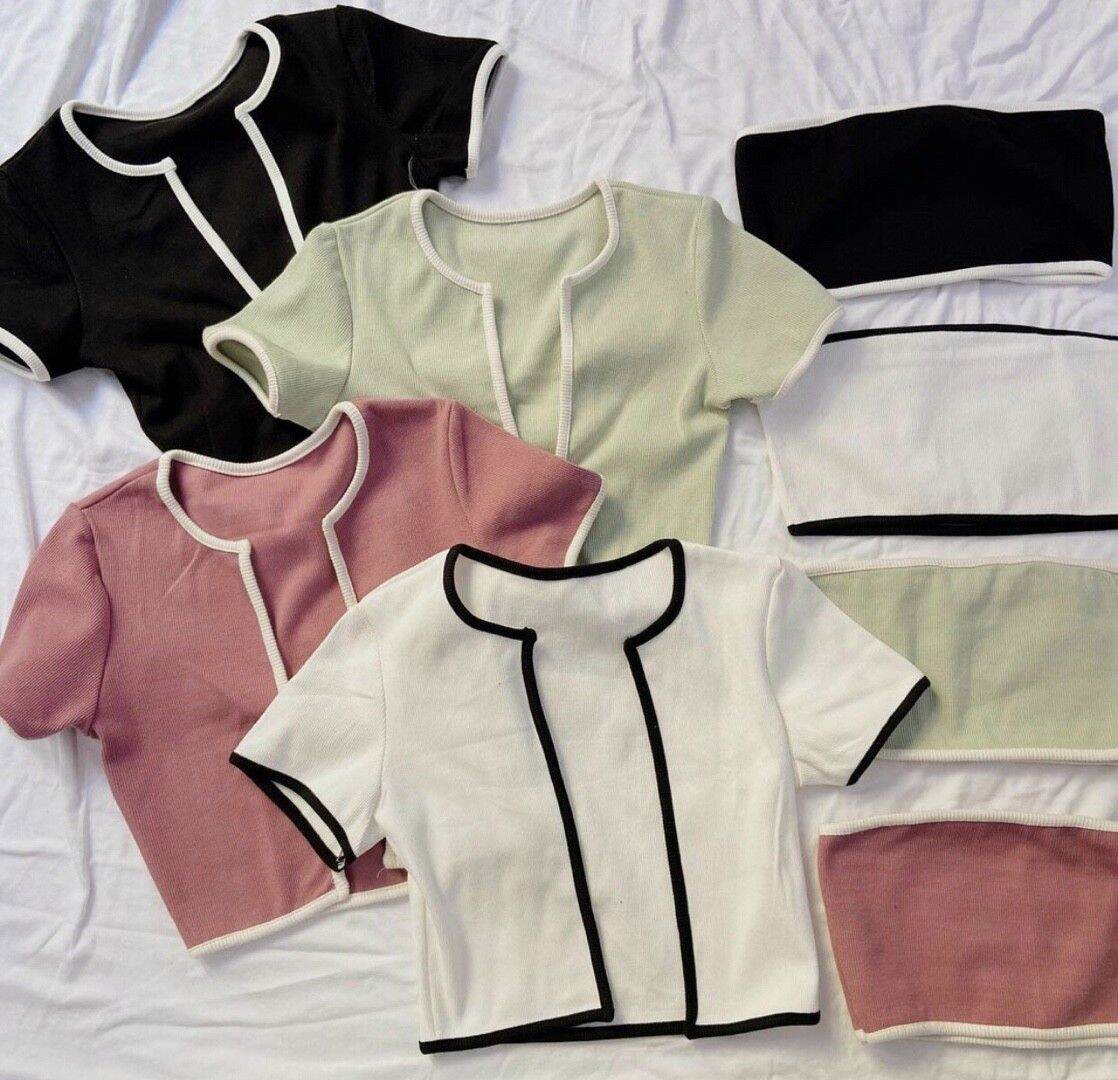 [HCM]Set 2 áo cúp ngực kèm áo khoác viền
