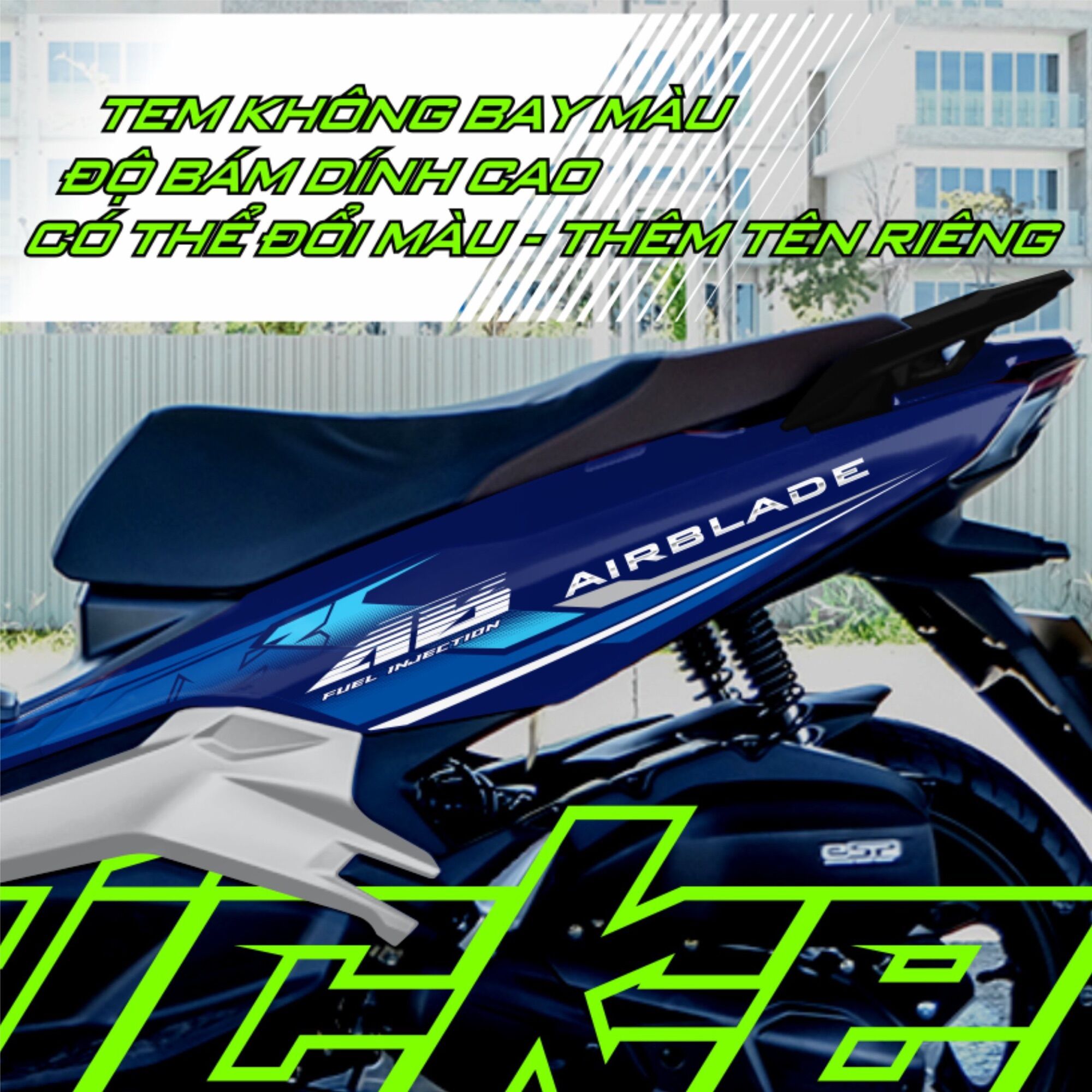 Tem AirBlade 2020 - tem rời dán xe xanh đậm zin