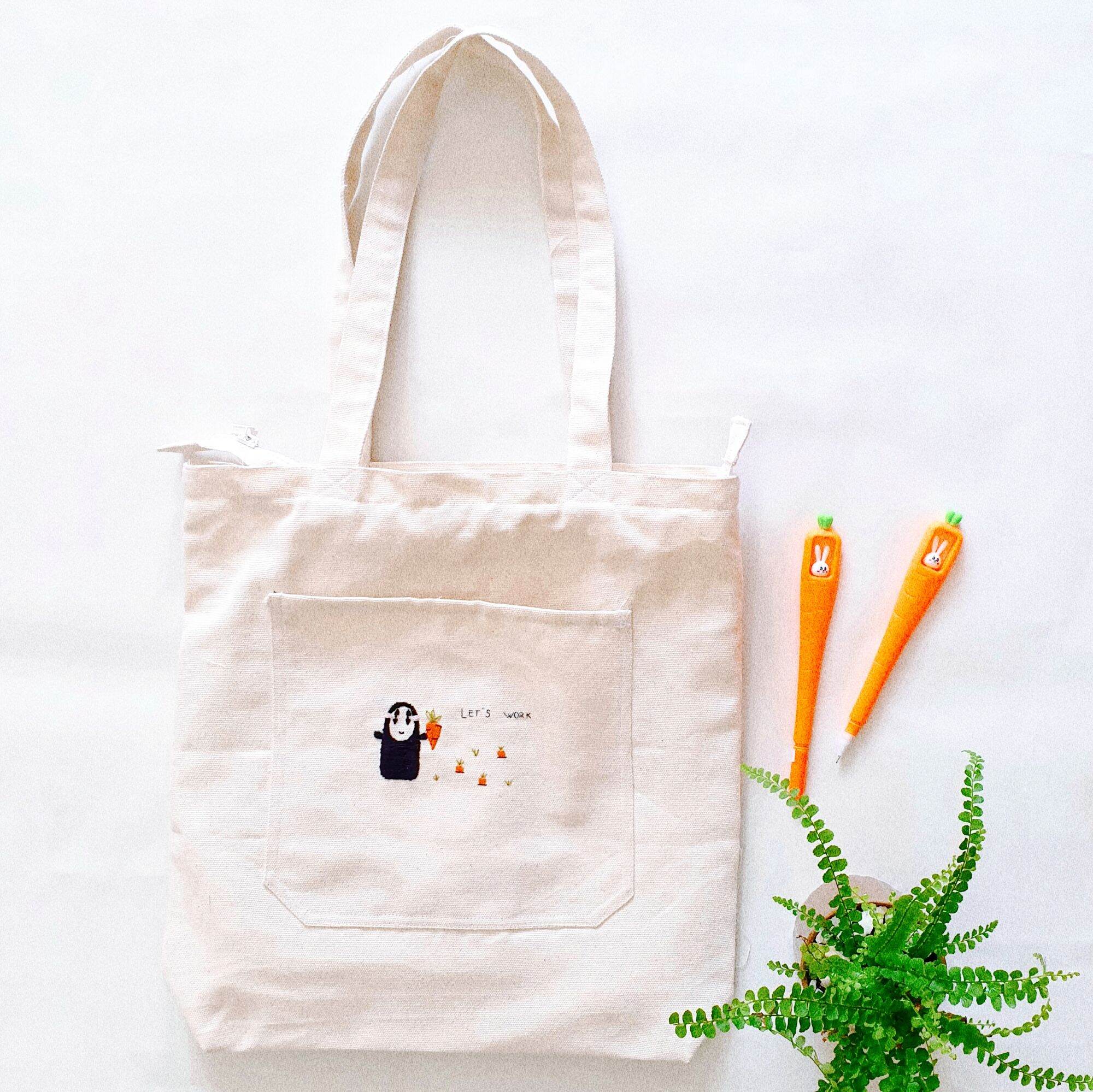 Tiệm Tháng Tứ-Túi tote 3 ngăn thêu Vô Diện