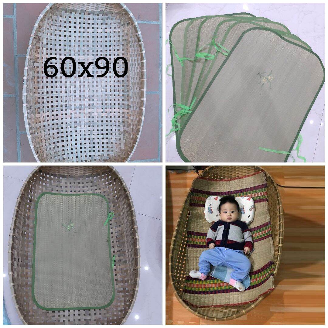Combo Nôi Tre đặt võng sz 60x90 và Chiếu Lót nôi bé( cho trẻ từ 0-18th) _( Tặng vòng dâu tằm)