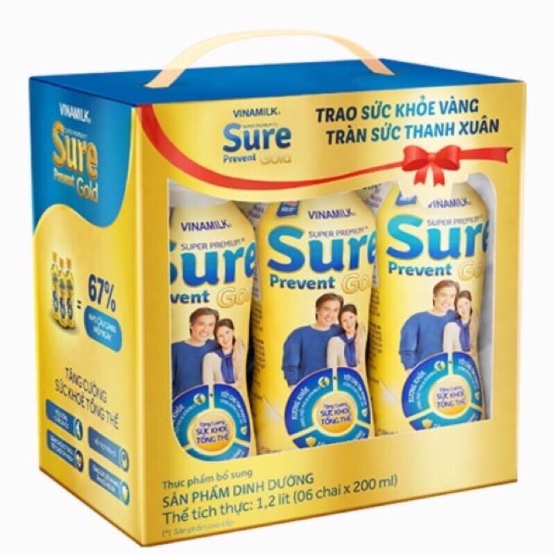 [Date 9/2021] Thùng 24 chai - Sữa bột Vinamilk pha sẵn Sure prevent 200ml