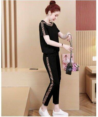 Sét đồ bộ nữ phối viền da beo thun cotton 100% cao cấp