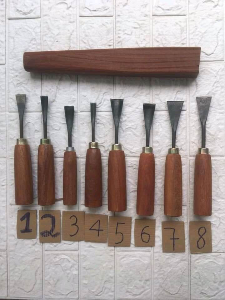 Bộ đục cây bonsai đục cây cảnh kèm 1 dùi nghiến mài sắc và tra cán đầy đủ