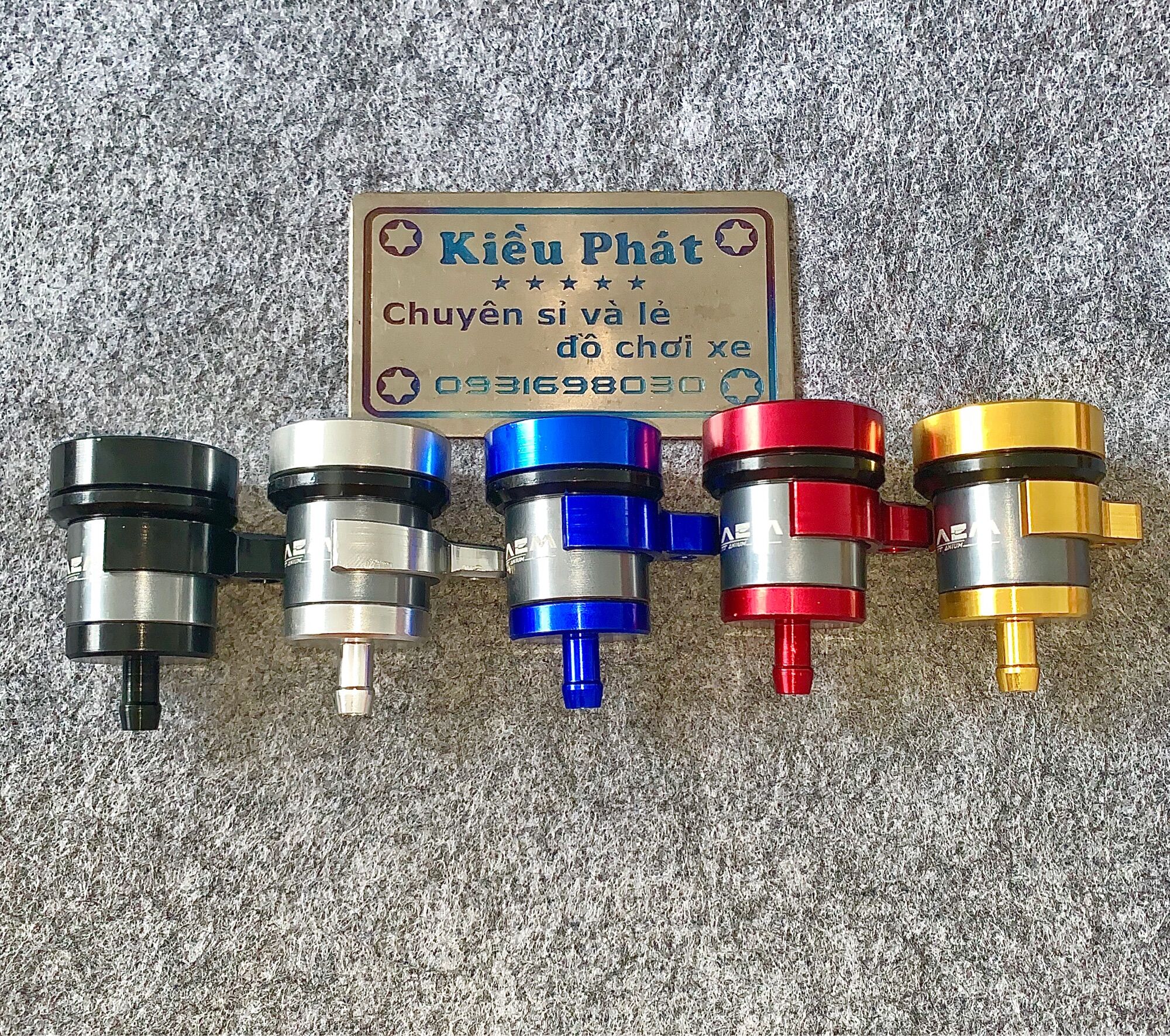 Bình dầu aem nhôm cnc đen bạc xanh đỏ vàng