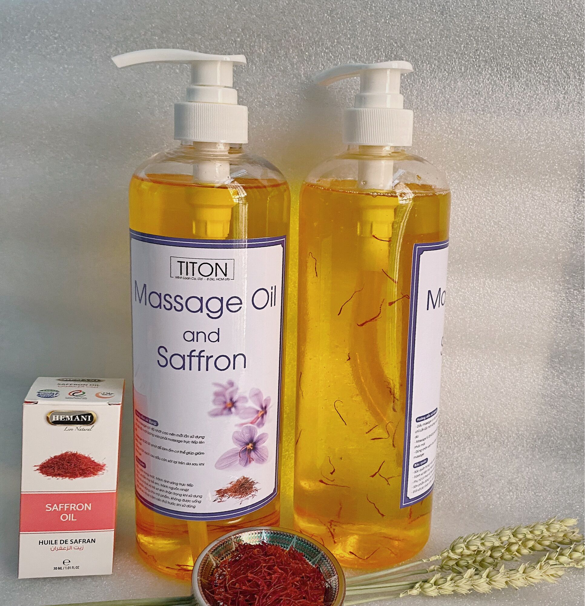 Dầu Massage Body tinh dầu Saffron tự nhiên (chai 500ml)