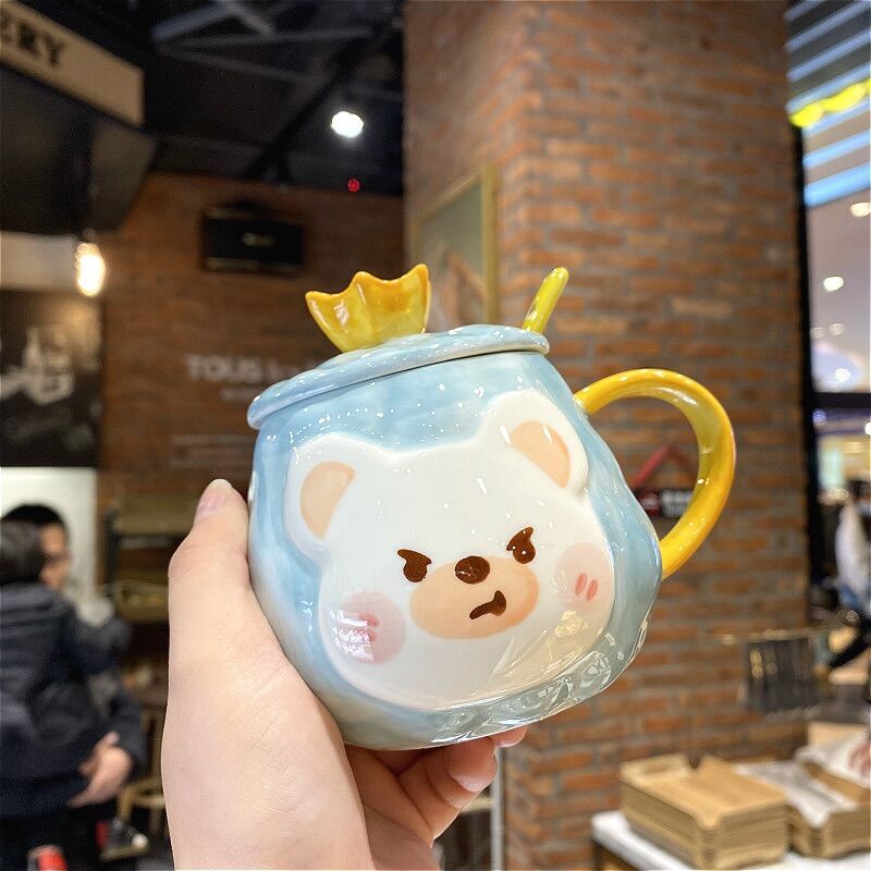 Ly sứ có nắp đậy + kèm muỗng cao cấp