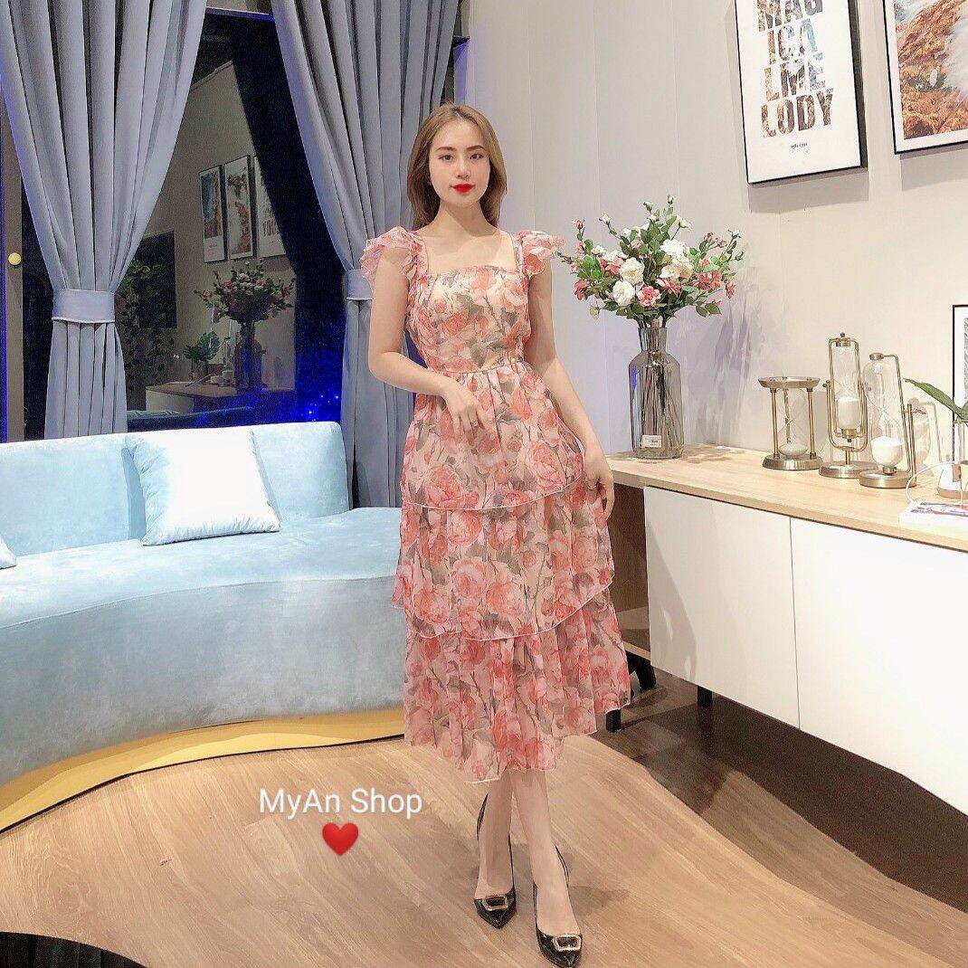 🌈 váy tơ maxi hoa 3 tầng đệm ngực🍃