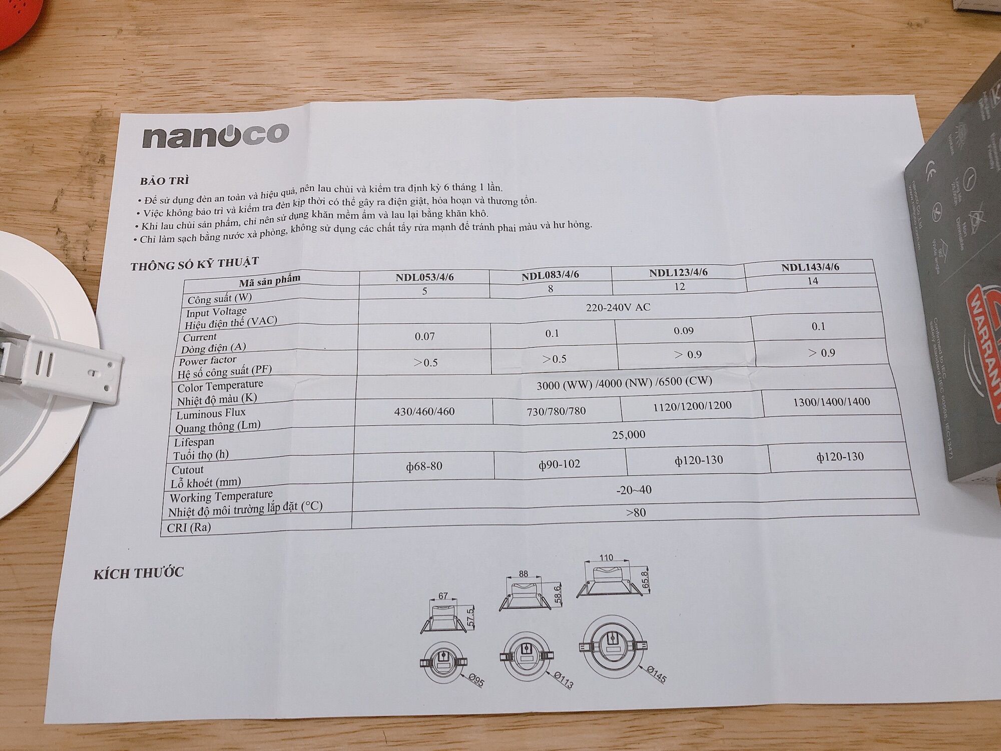 [HCM]đèn led downlight 8w âm trần nanoco