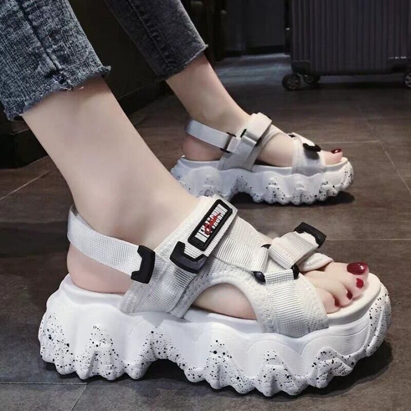 GIÀY ULZZANG, GIÀY SANDAL ĐẾ BÁNH MÌ PHỐI LƯỚI
