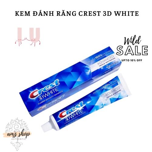 Kem Đánh Răng Trắng Sáng 24H Crest 3D White 158G