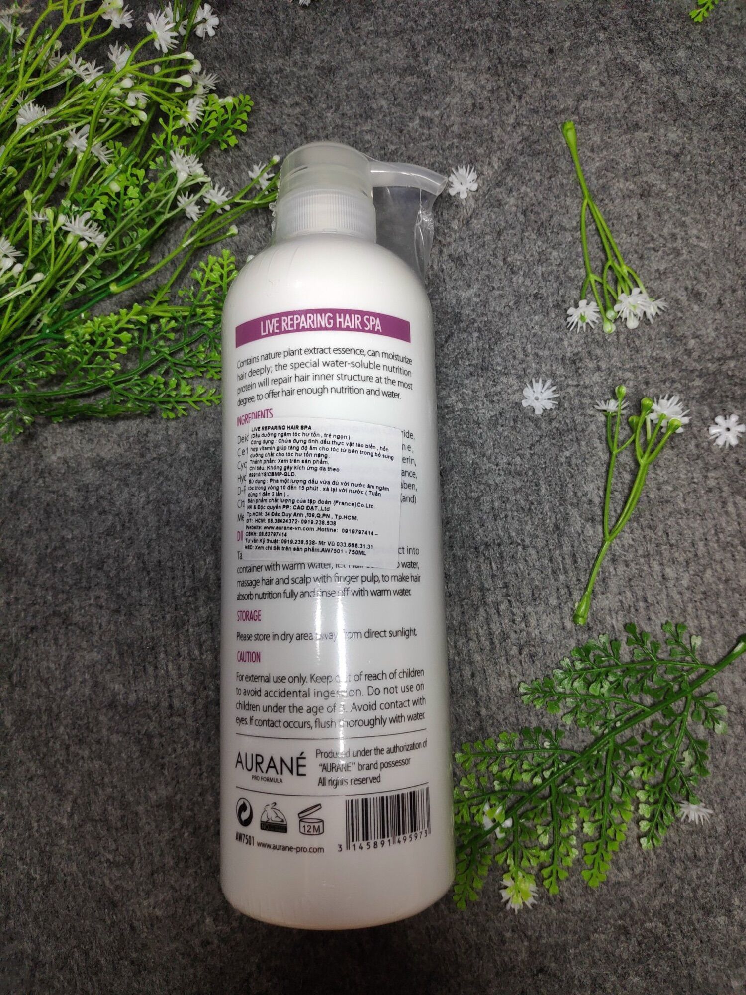 DẦU NGÂM TÓC AURANE SPA PHỤC HỒI LÀM MƯỢT TÓC 750ML