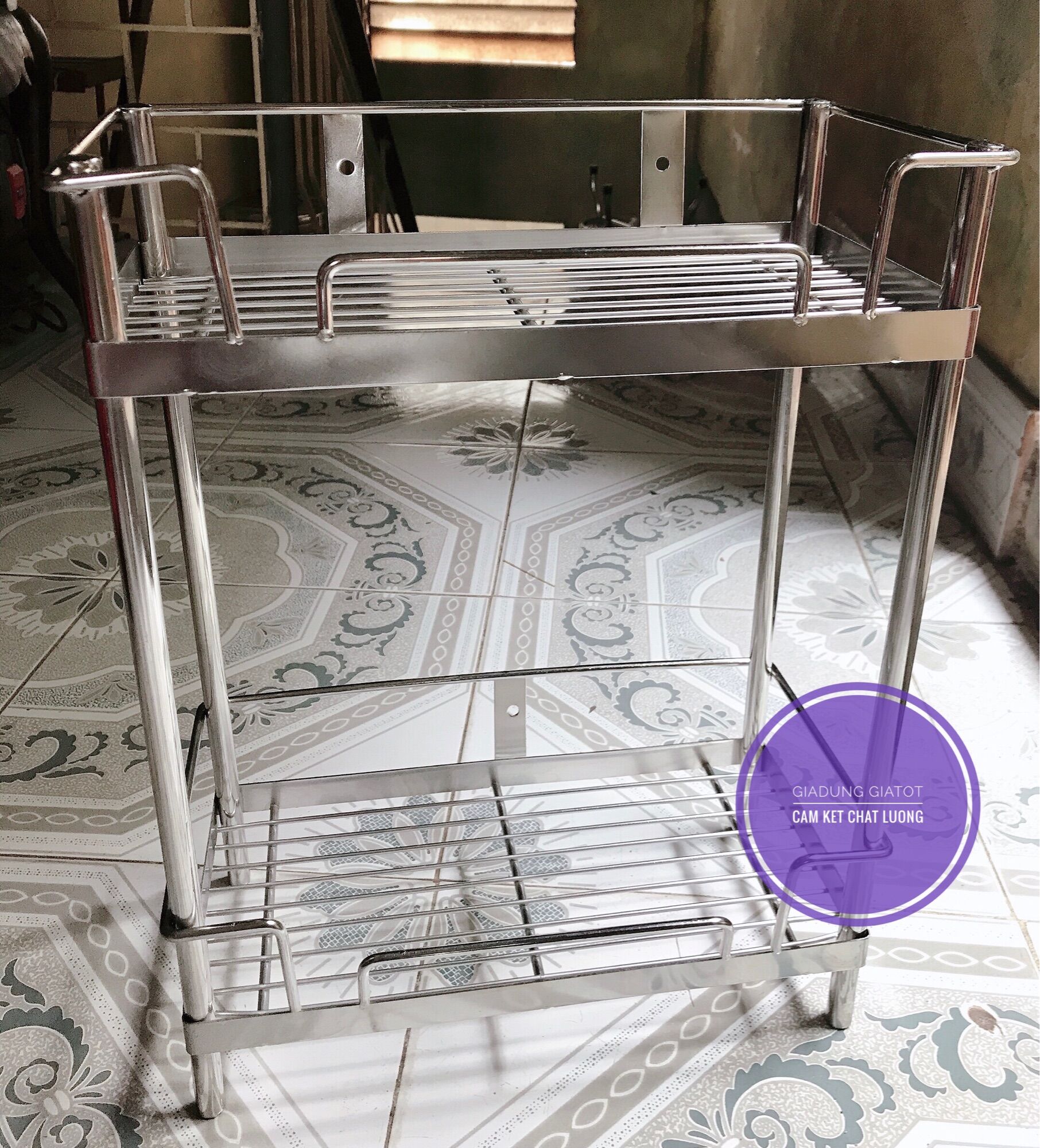 Kệ inox 2 tầng dầy