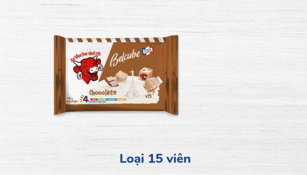 (Phô mai cho bé và người lớn) Phô mai vuông Belcube vị Socola 15 viên/ LUÔN CẬP NHẬT DATE MỚI