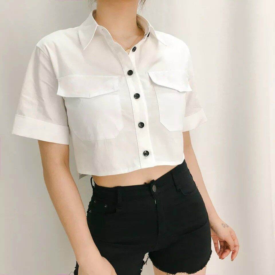 (NA) ÁO SƠ MI CROPTOP CỰC ĐẸP, FORM DƯỚI 46KG