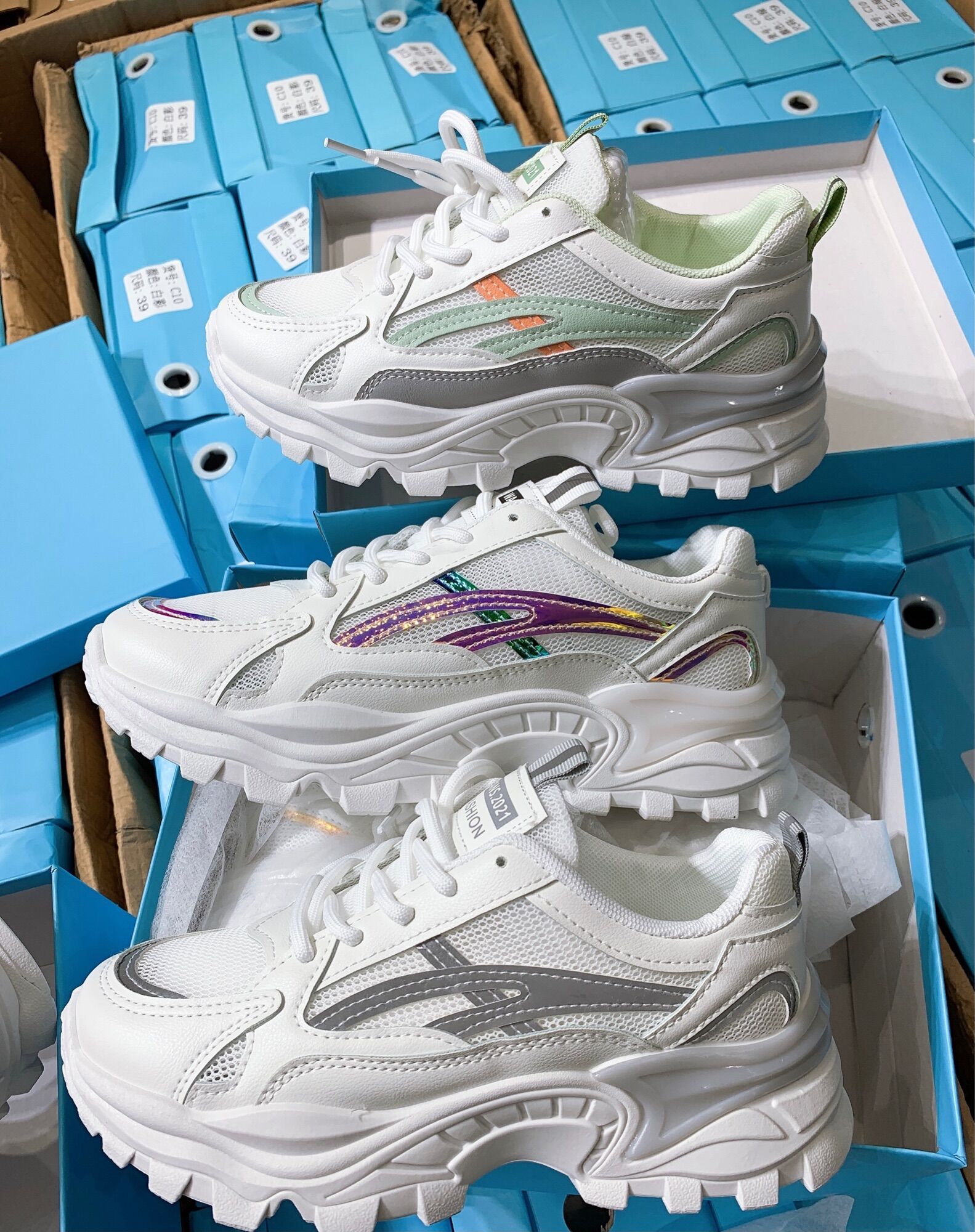 GIẦY THỂ THAO NỮ SNEAKER LƯỚI,TĂNG CHIỀU CAO THOÁNG KHÍ